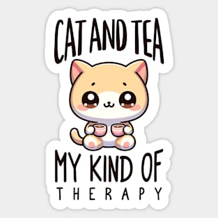 Cats & Tea My Therapy Sticker